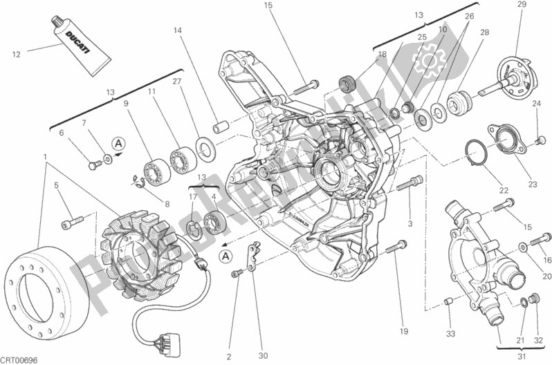 Alle onderdelen voor de Waterpomp-altr-zijde Crnkcse Deksel van de Ducati Monster 1200 S USA 2016